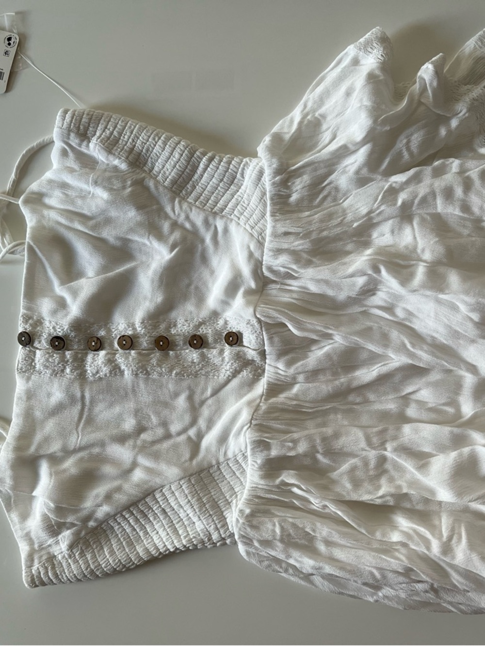 Free People Cream Button-Front Peasant Blouse